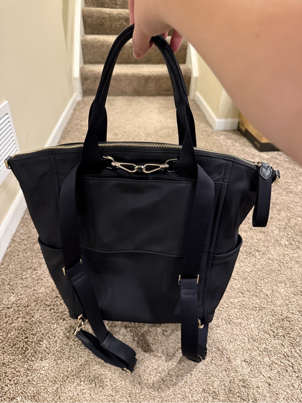 Kate Spade Black Nylon Tote Backpack Bag - Picture 5 of 7